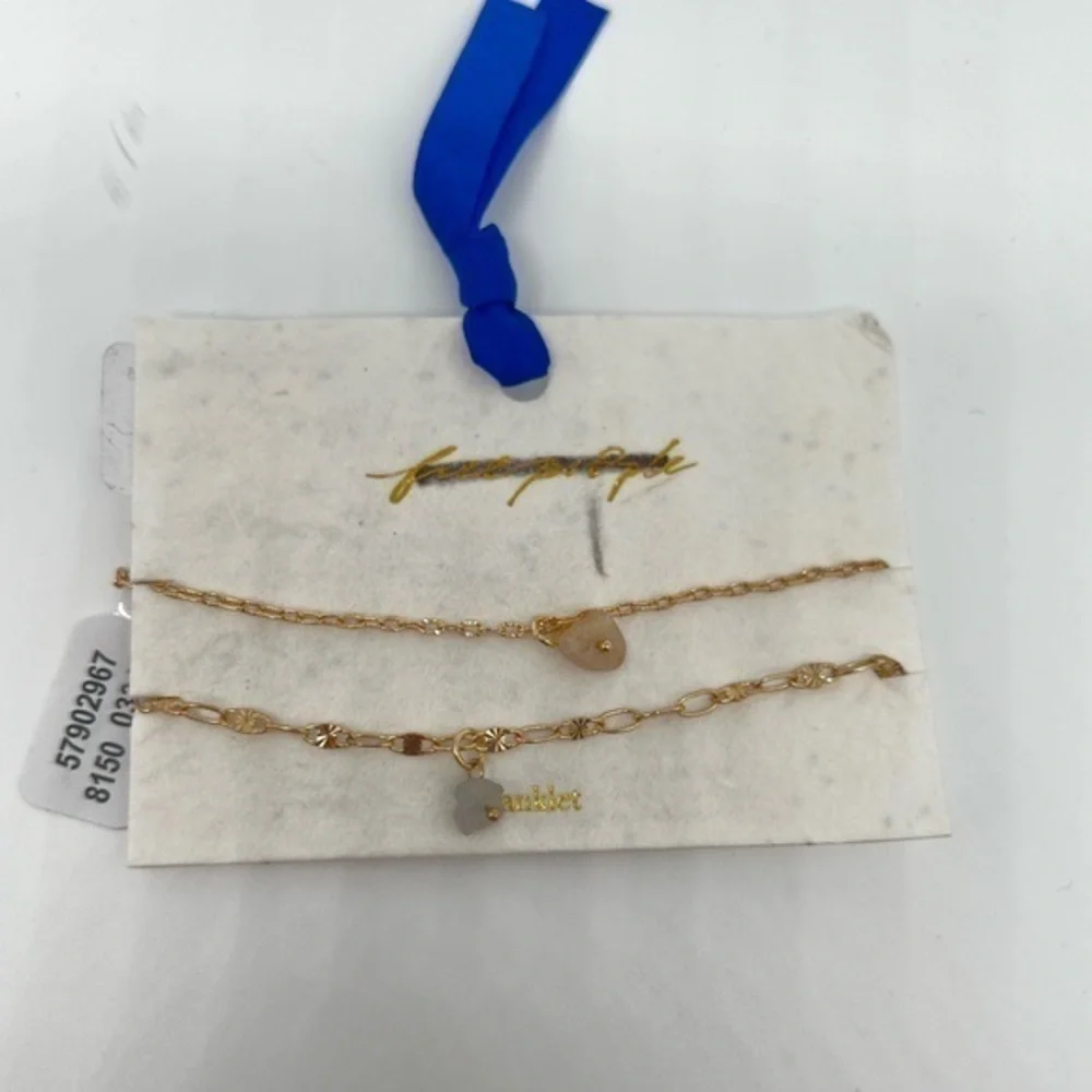 2 Free people ankle bracelet 14k Gold Plated Anklet Set - Picture 4 of 4